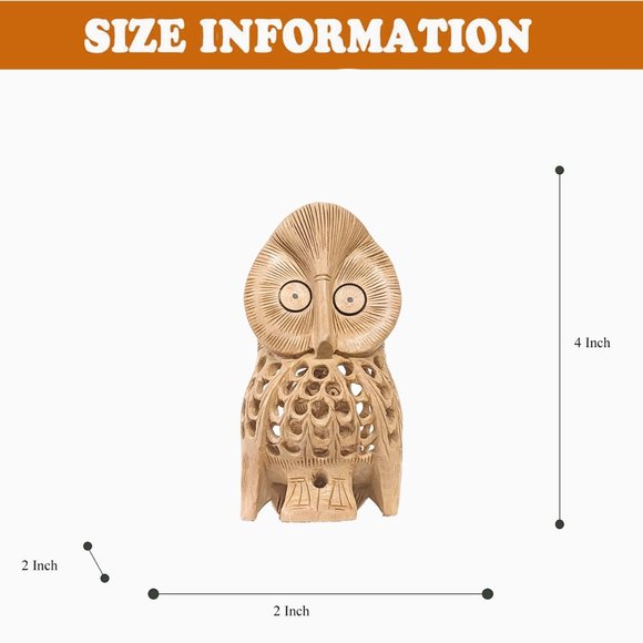 Handcrafted Wooden Front Facing Owl Sitting (4inch) - Picture 6 of 6